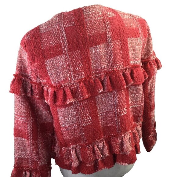 Jack by BB Dakota Open Front Jacket Blazer Career Size S Red 3/4 Sleeve Layered - Picture 5 of 11